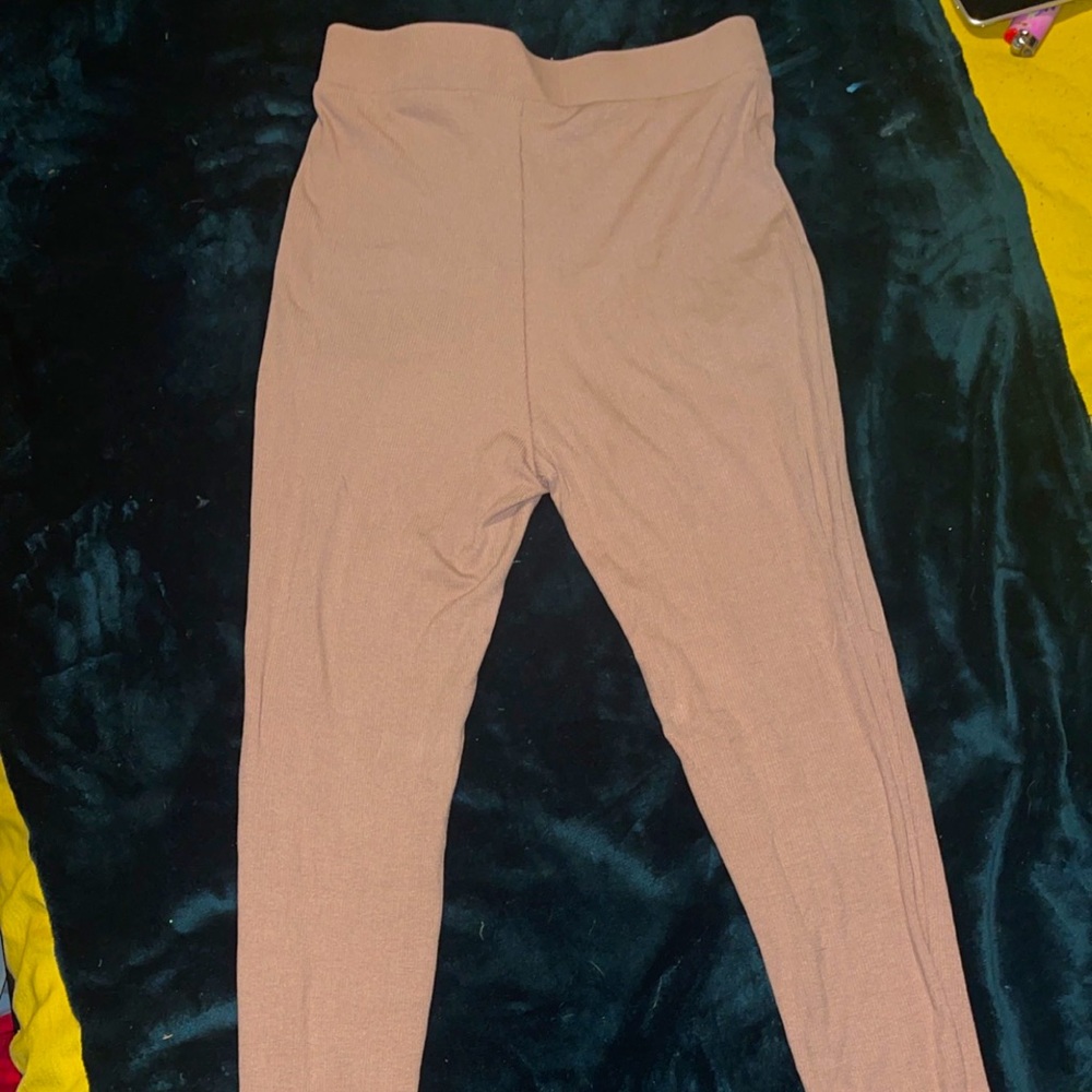 Tan Ribbed Leggings